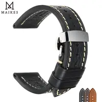Maikes Handgemaakte Horloge Band Echte Koe Lederen Horloge Band Met Vlindersluiting Armband Voor Montblanc Tudor Horlogebanden