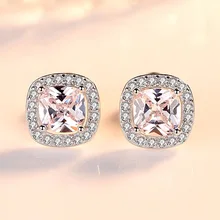Элегантное серебро 925 пробы 4 карат, круглая огранка Ослепительная мозаика CZ серьги гвоздики для женщин Halo свадебный подарок pendientes oorbelle