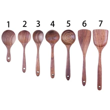 1 шт. натуральное тиковое дерево посуда ложка длинный дуршлаг для риса шумовка для супа поварские ложки Совок кухонный инструмент