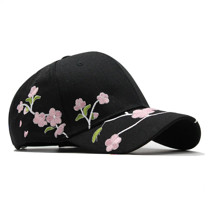 Gorra de béisbol con bordado de flores para mujer, gorro de algodón ajustable, Blanco/Negro, Rosa, hip hop, - AliExpress
