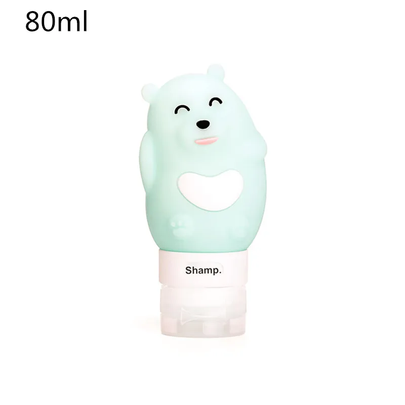 80ml green Еда из пищевого силикона 60/80/90/100 мл для макияжа Симпатичные Путешествия бутылки шампуня для геля и лосьона для душа суб-розлива трубка Squeeze пустая бутылка - Цвет: 80ml green