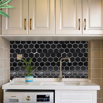 

5 Pcs/Lot 3D Solid Color Wall Sticker Kitchen Wall Decor Self-Adhesive Waterproof PVC Living Room Wallpaper