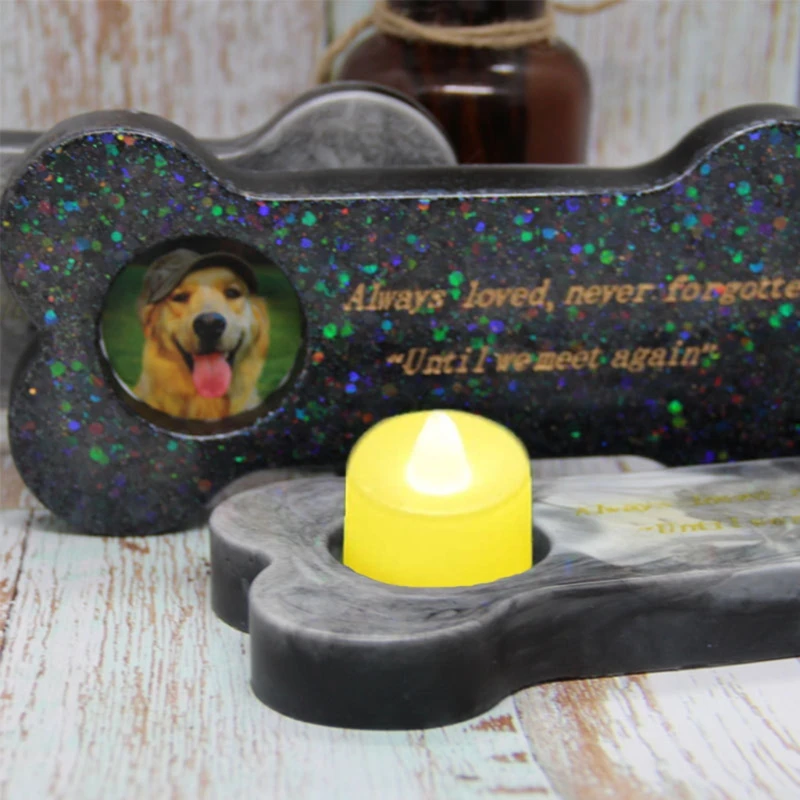 1 Set 3 n 1 Pet Tombstone Epoxy Resin Mold Bone Shape Dog Memorial