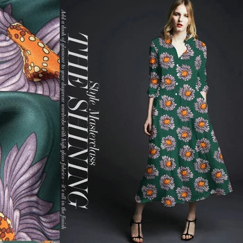 

135 cm printed silk fabric for dress 12 mm silk crepe de chine fabric meter micro-perspective dress fabric wholesale silk cloth