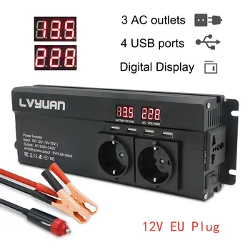 

Inversor 12 v 220 v 6000W Solar Inverter EU Plug 3AC Outlets 4 USB Outing Car Inverter Converter Inversor Solar Senoidal Pura