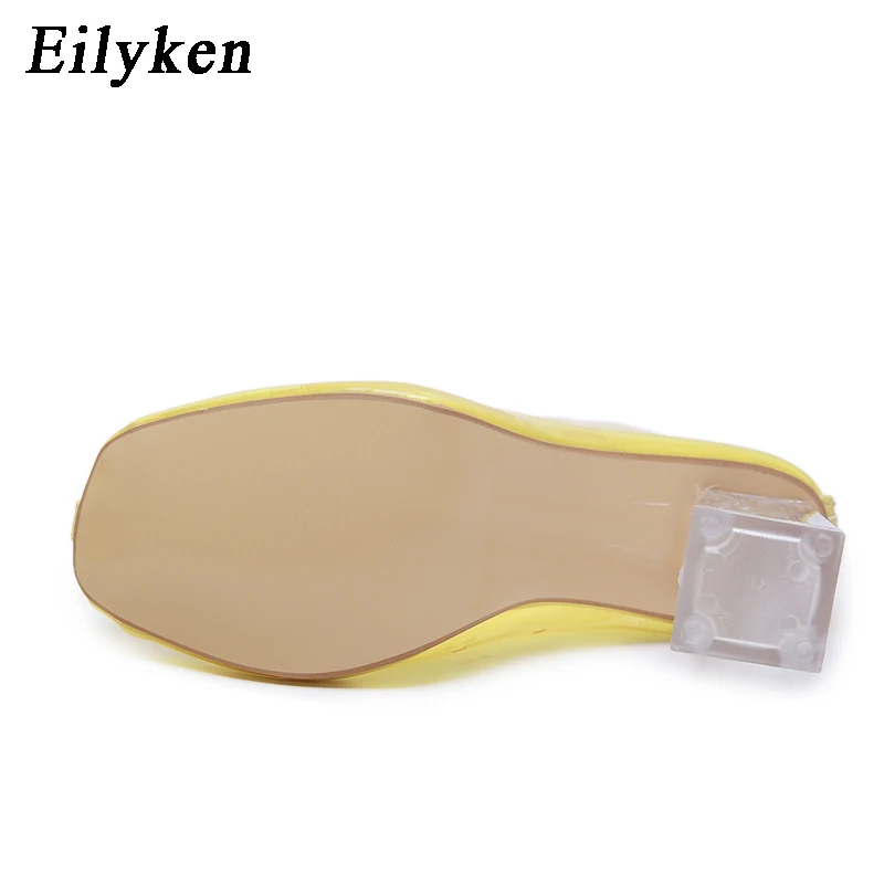 Eilyken/пикантные прозрачные сапоги из пвх; обувь с круглым носком; прозрачные женские сапоги на не сужающемся книзу массивном каблуке; Mujer; босоножки на молнии; Новинка года; сезон осень