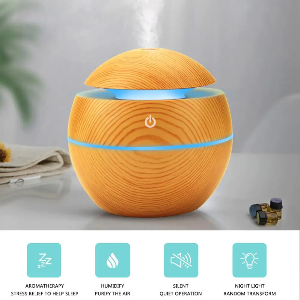 

HOT SALESï¼ï¼ï¼New Arrival Mini USB Wood Grain Ultrasonic Mist Aromas Air Humidifier Essential Oil Diffuser Wholesale Dropshipping