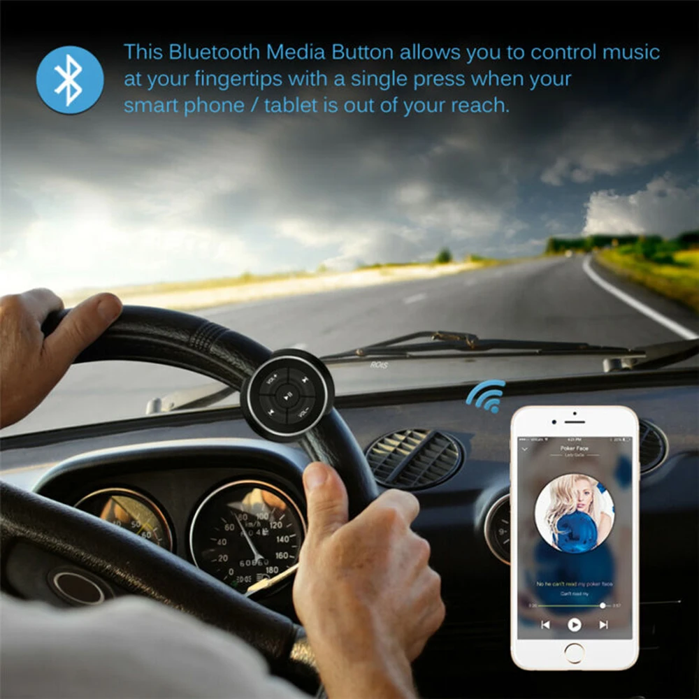 Bluetooth пульт дистанционного управления автомобильный руль беспроводной пульт дистанционного управления Bluetooth медиа-Кнопка MP3 Воспроизведение музыки