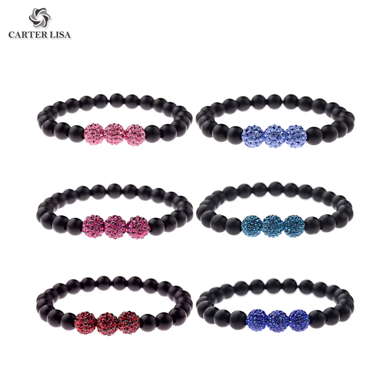 CARTER LISA Charm мужские черные матовые желтые браслеты с камнями летние разноцветные