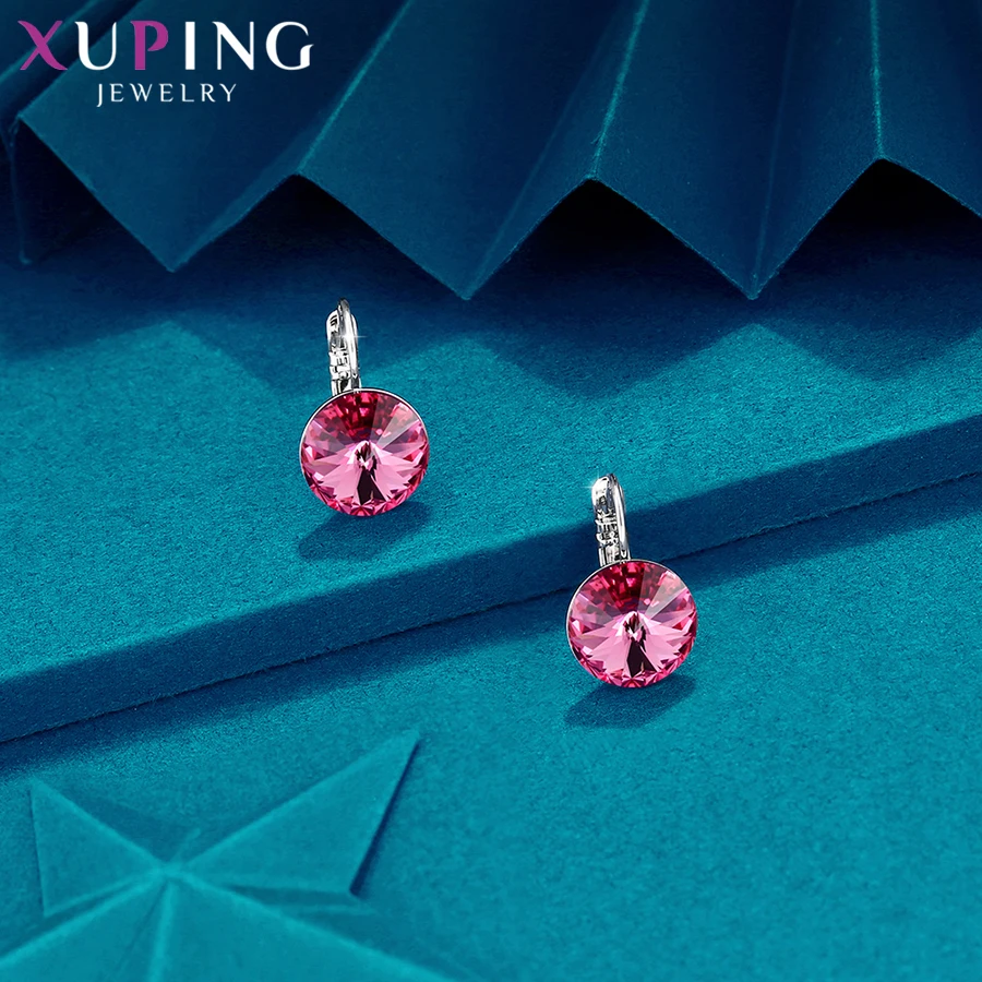 Xuping простой дизайн обручи серьги Модные Кристаллы от Swarovski Специальный стиль для девочек ювелирные изделия подарок S143/S142.2-97326/206