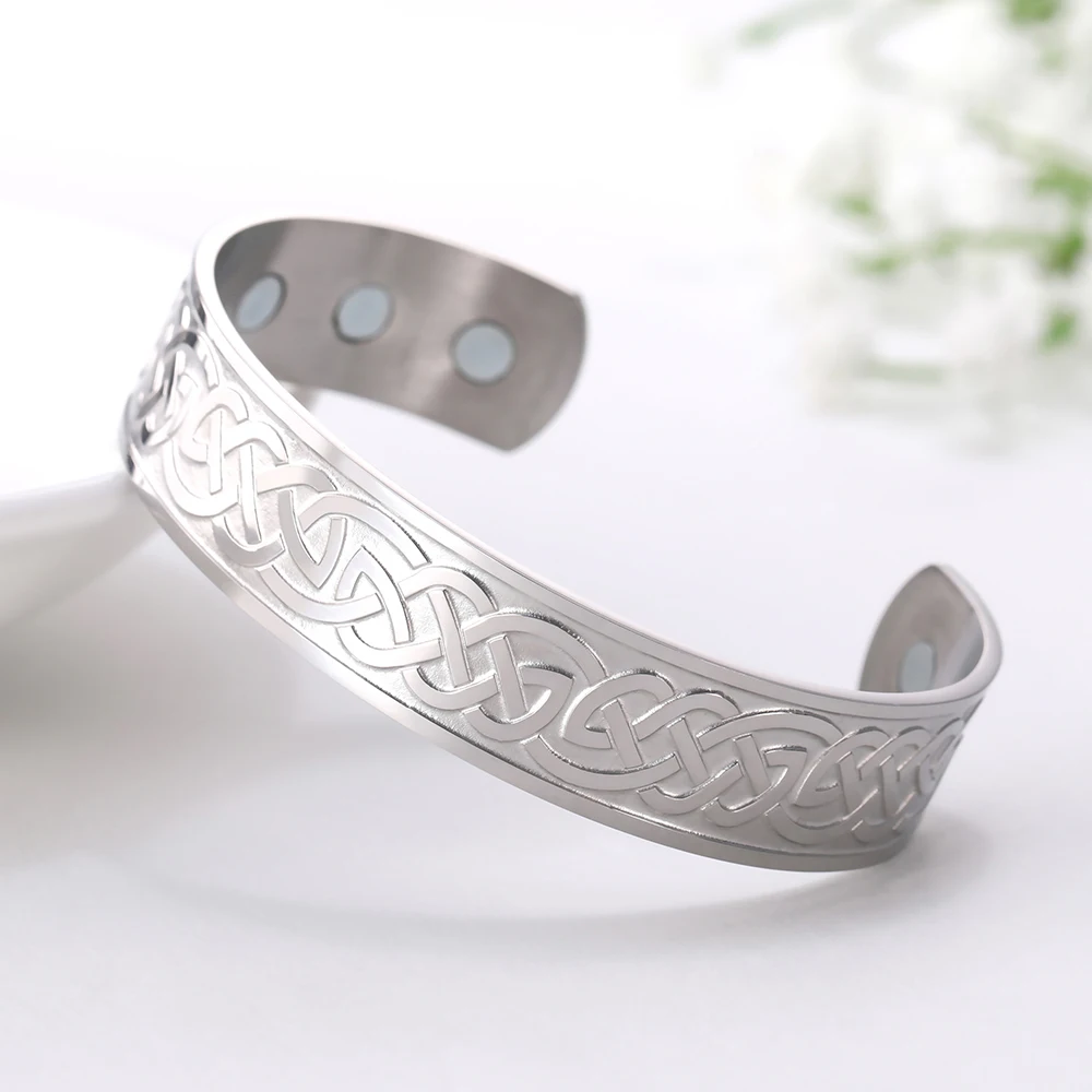 COOLTIME Stainless Steel Cuff Bracelet Engraving Inspiration Female Magnetic Health Bracelet Jewelry Gifts for Women - Окраска металла: 012