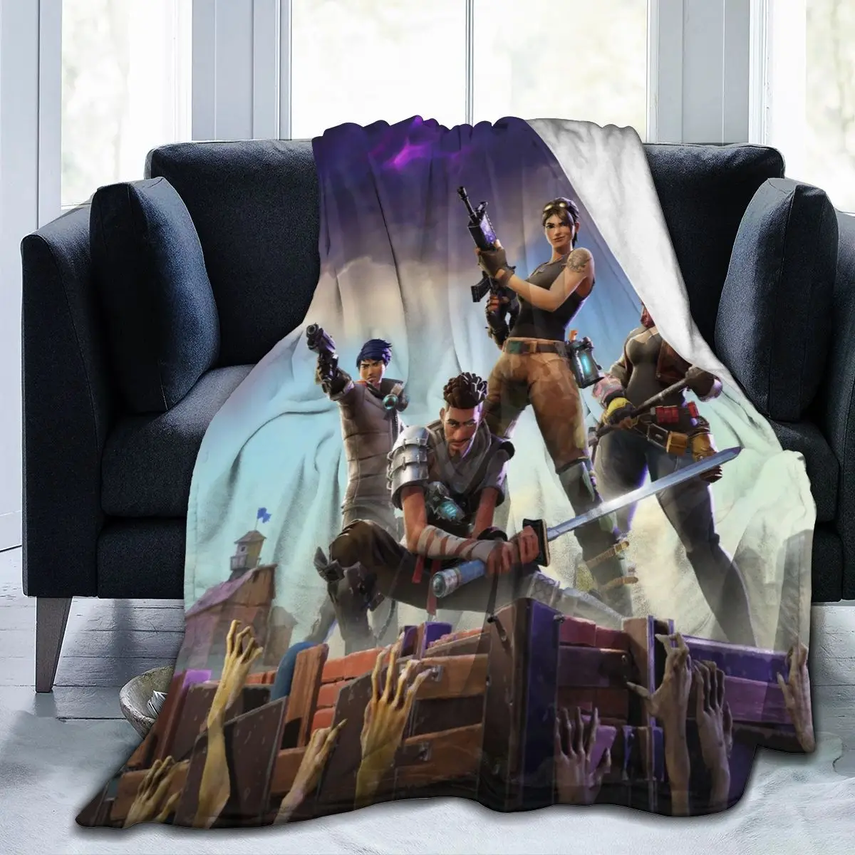 Ultra Soft Sofa Blanket Cover Cartoon Bedding Flannel plied Bedroom Decor for Children and Adults Black | Дом и сад