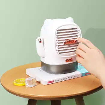 

USB Mini Portable Lucky Cat Air Conditioner Humidifier Night Light UV Fan Air Home For Office Desktop Purifier Cooler Atmos N7Q2