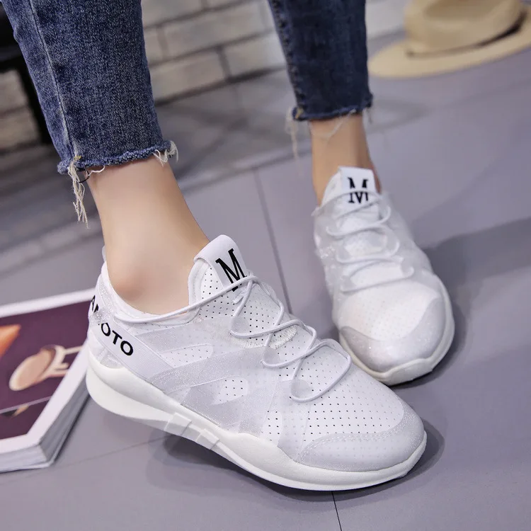 

New Products Korean-style Flat Versatile Breathable Hollow out Mesh Shoes Athletic Shoes Bright Skin WOMEN'S Shoes round-Toe Sli