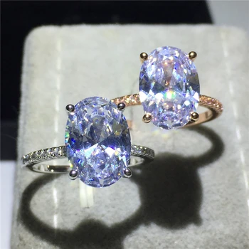 

2020 new 925 Solid Sterling Silver Rose Gold Big Oval Diamond Rings For Women Wedding Engagement finger jewelry personalized