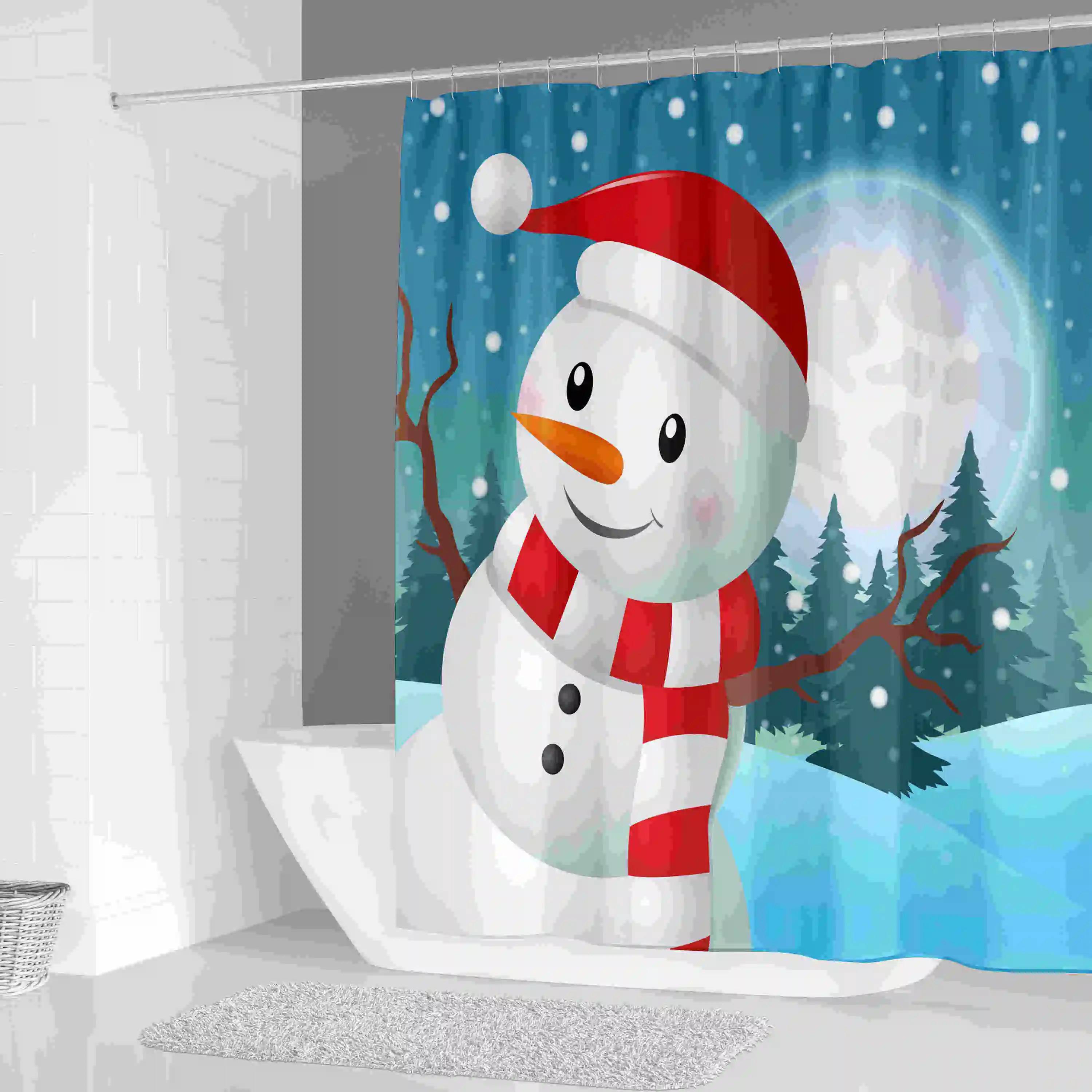 Merry Christmas Santa Claus Snowman Shower Curtains Bathroom Curtain Fabric Waterproof Polyester Bath Curtain Shower Curtains Aliexpress