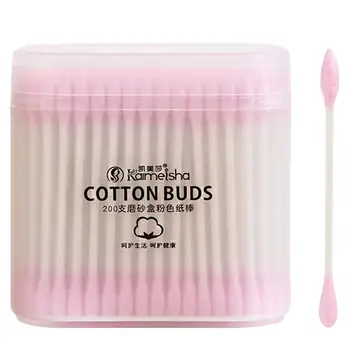 

200pcs Cotton Swabs Makeup Cotton Buds Multipurpose Double-Head Cotton Swabs Face Body Cleaning Tool Frosted Box-Packed
