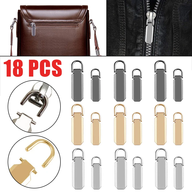 

18Pcs Zipper Pull Fixer Replacement #3 #5 Fashion Zipper Pullers Zipper Repair Kits for Clothes Bags DIY Craft