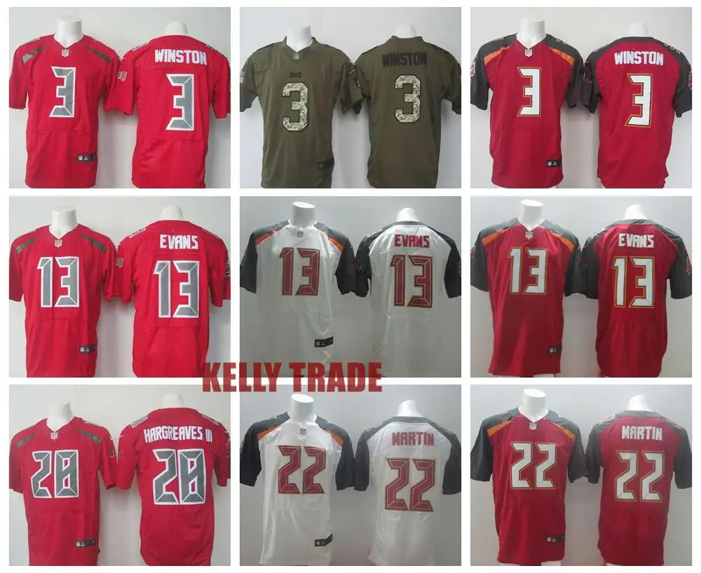 Stitiched, Tampa Bay,#3 Jameis Winston,#13 Mike Evans,#22 Doug Martin, Vernon Hargreaves, Warren Sapp Jersey