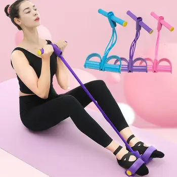 

Sports equipment pedal puller 4 Tubes Fitness Elastic Sit Up Pull Rope Abdominal Exerciser Gym Sport Equipment