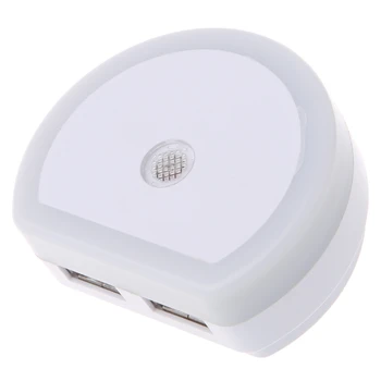 

LED Night Light With Dual USB Wall Charger Plug Dusk to Dawn Sensor Wall Lamp