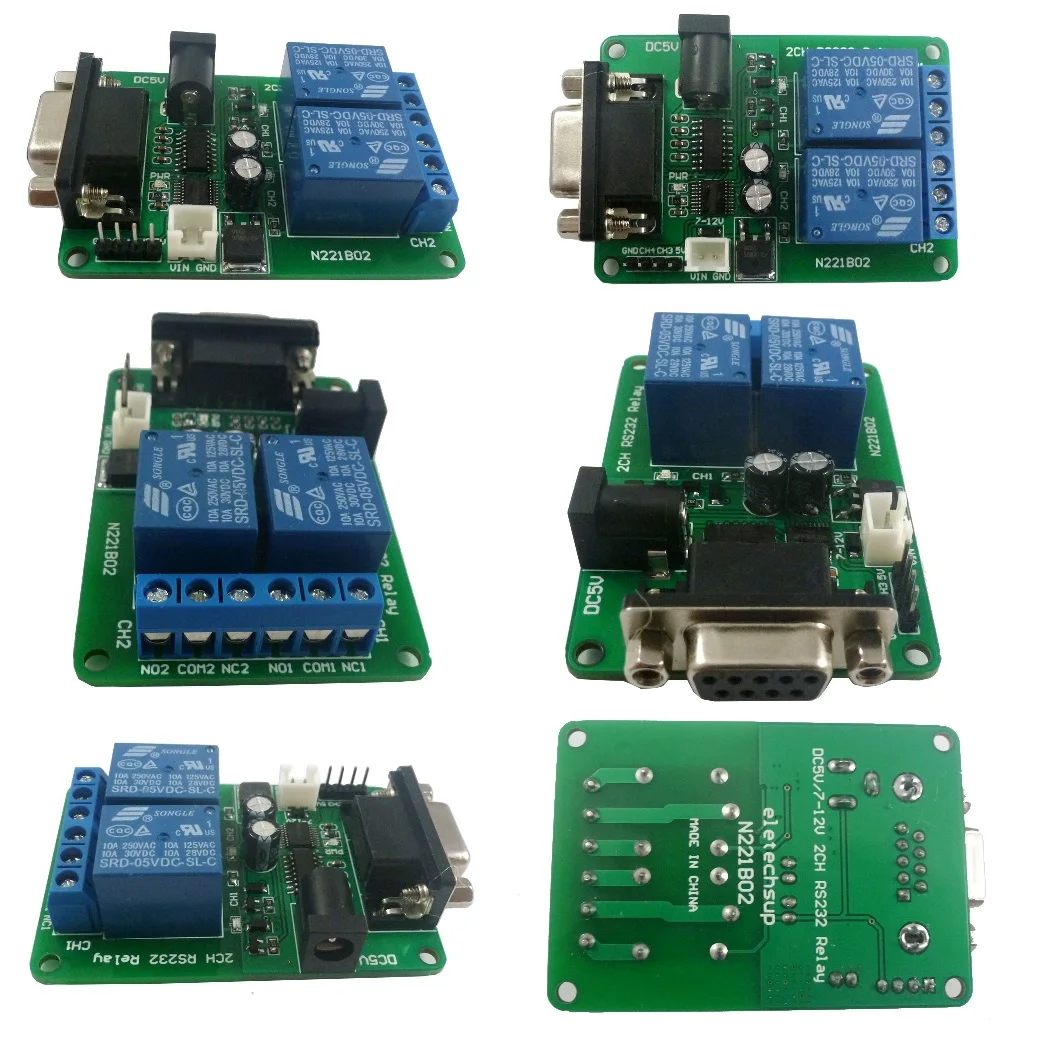 

DC 5V 7.5V 9V 2Ch RS232 Relay Board Remote Control USB PC UART COM Serial Ports