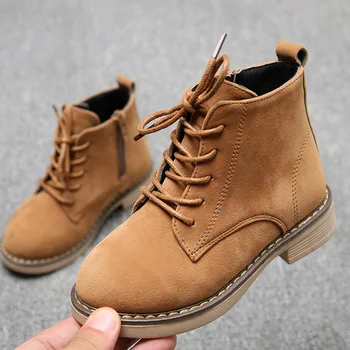 

Winter Plush Kids Shoes For Boys Ankle Boots Genuine Leather Fashion Children Western Boots Girls Student Outdoor Snow Sneakers