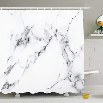 

Shower Curtain Set with Hooks 72x72 Material White Floor Marble Stone Texture Natural Ceramic Pattern Old with Textures Surface