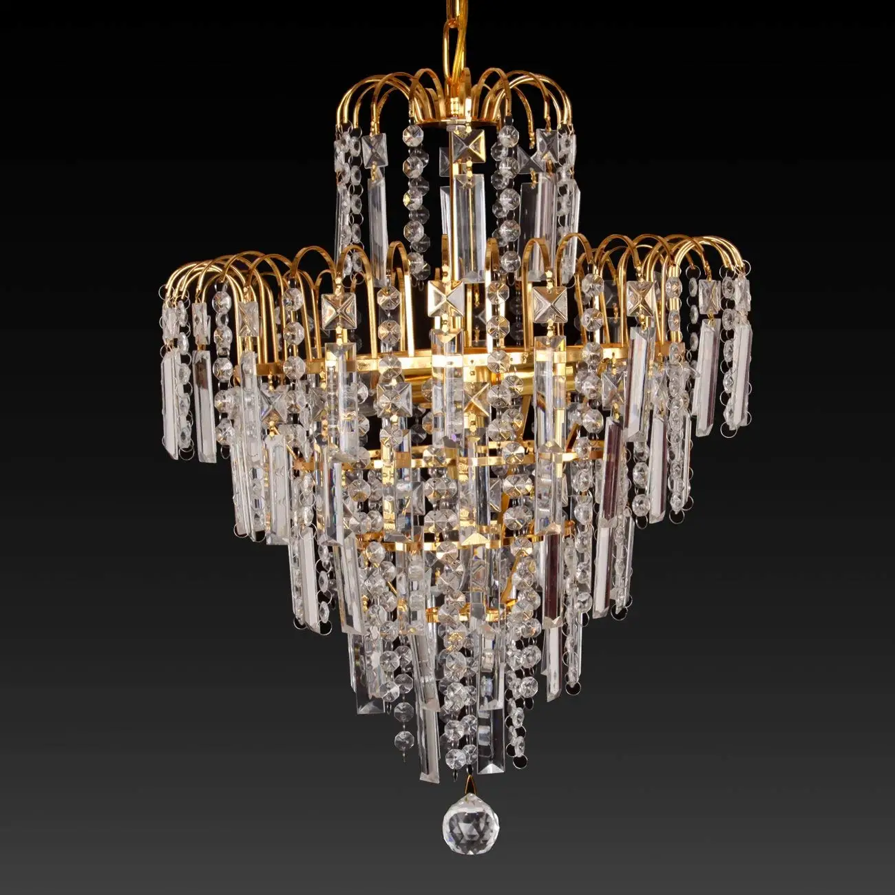 

Honhill Chandelier Lighting Crystal Ceiling Light Droplet Modern Luxury 4 Lamp Waterfall Pendant Lighting For Living Room Hotel