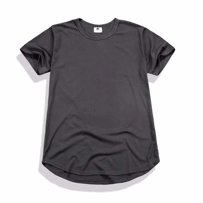 Летняя Однотонная футболка, розовая, черная,, удлиненная длинная футболка для мужчин, s, хип-хоп, дизайн, уличная Мужская дешевая футболка - Цвет: Темно-серый