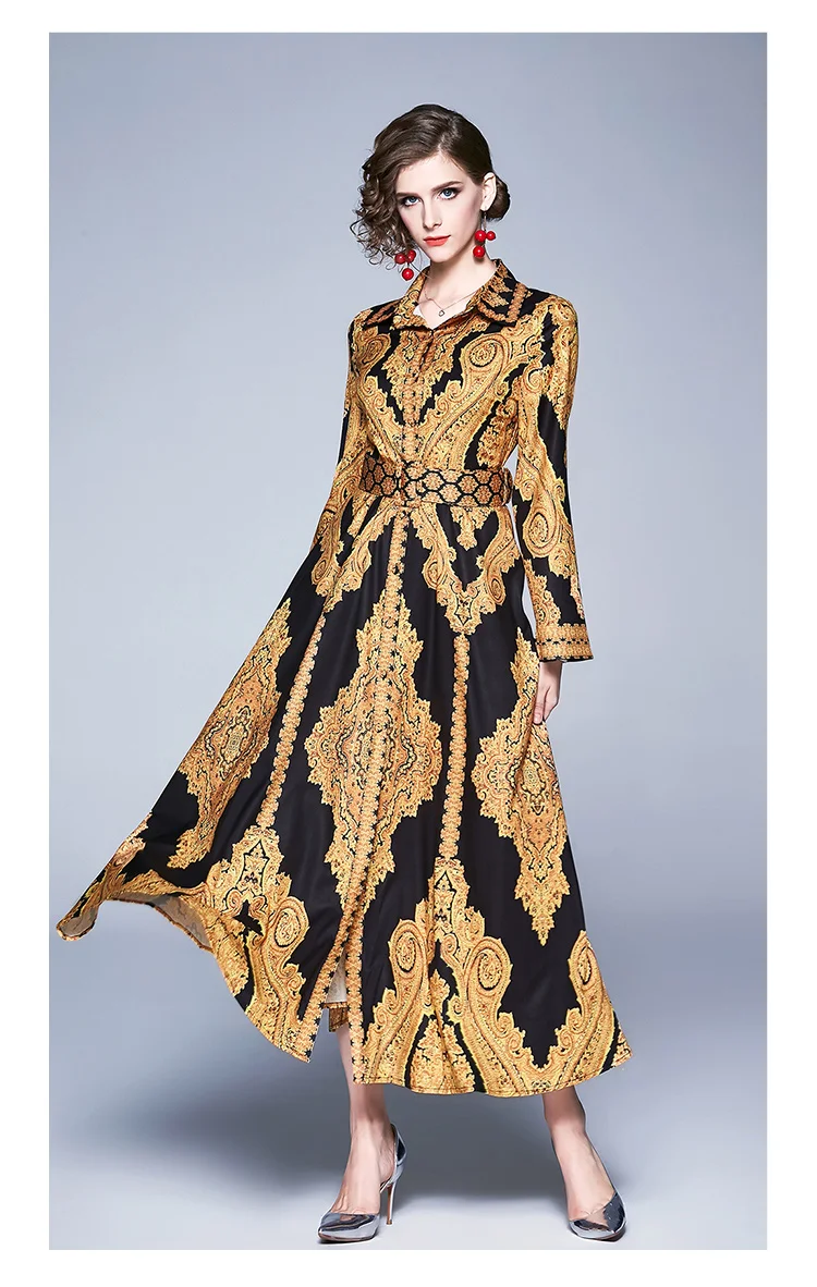 Модное дизайнерское Макси платье для подиума женское винтажное платье с цветочным принтом сексуальный разрез с длинным рукавом элегантное осеннее длинное вечернее платье с поясом
