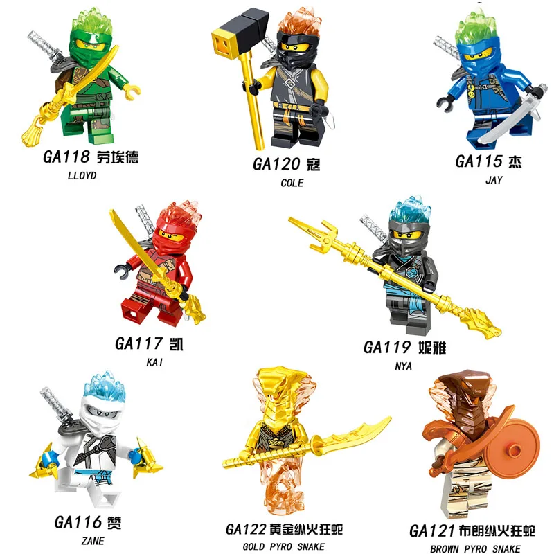

2019 Compatible LegoINGlys NinjagoING Sets NINJA Heroes Kai Jay Cole Zane Nya Lloyd With Weapons Action Toys For Children12