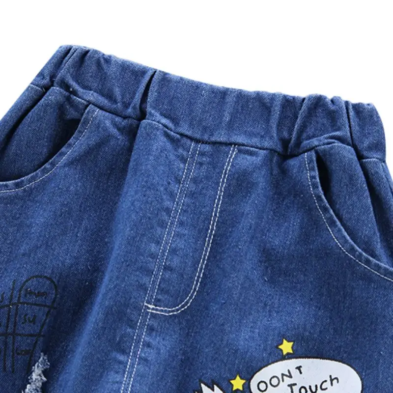 Детская одежда 0-4T весенне-осенние повседневные модные детские джинсы с рисунком детские брюки детские джинсовые штаны