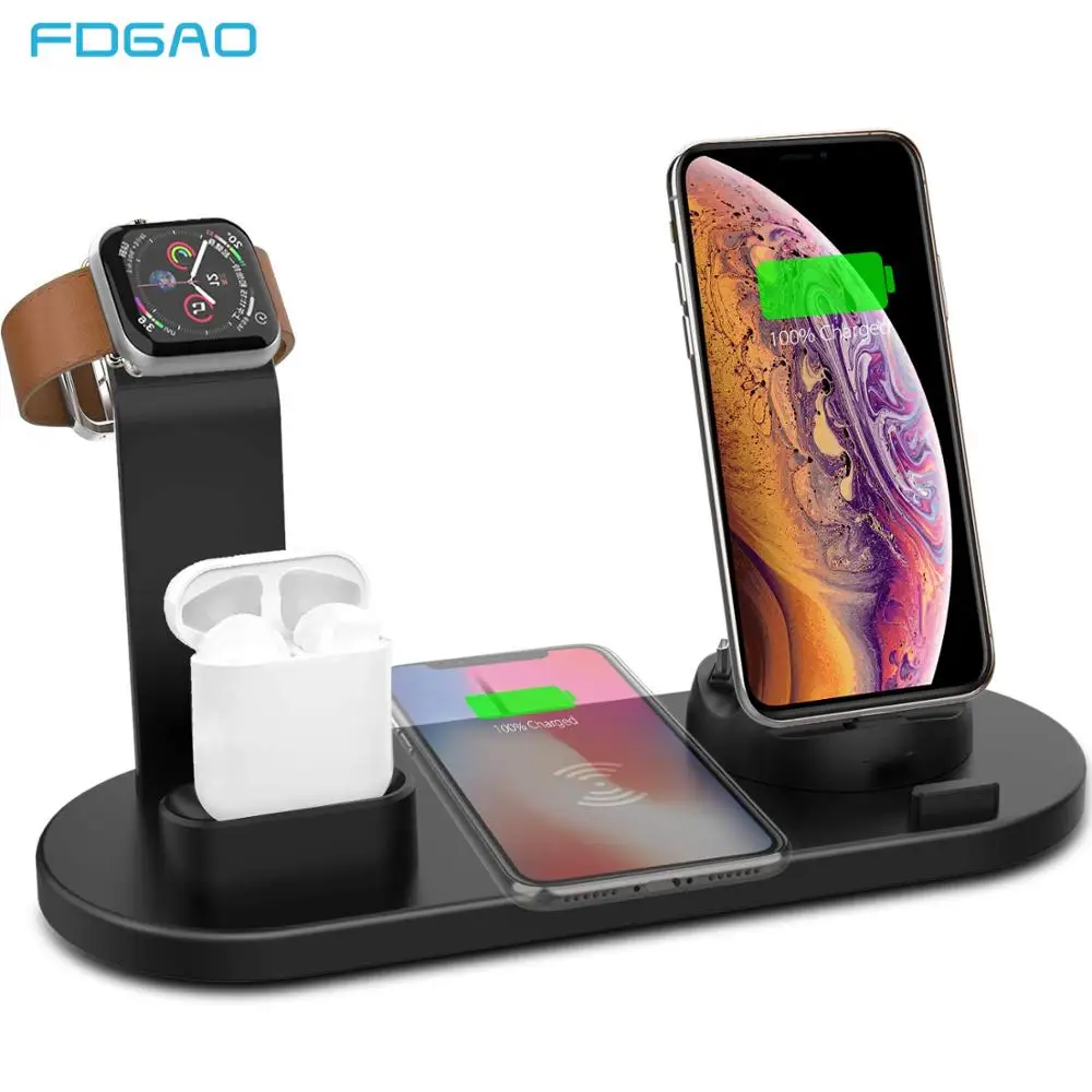 FDGAO 4 в 1 беспроводная зарядная подставка для Apple Watch 5 4 3 2 1 iPhone 11 X XS XR 8 Airpods Pro 10 Вт Qi быстрая зарядная док станция|Беспроводные зарядные устройства|   | АлиЭкспресс