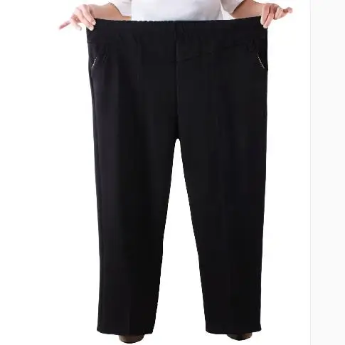 Capri Women Pants 2020 Plus Size Women's Middle Age Winter Wear Velvet Thicken Straight Retro Trousers J365 | Женская одежда