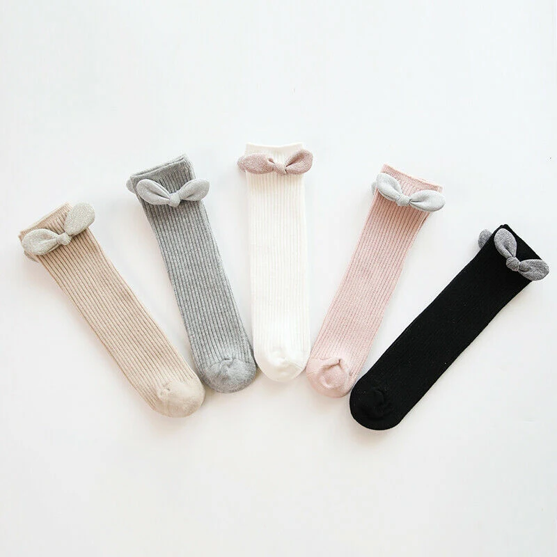 Kids Bow Long Socks Knee High Solid Newborn Baby Girl Boy Infant Toddler Socks Autumn Winter Warm Children Cute Lovely Gifts New