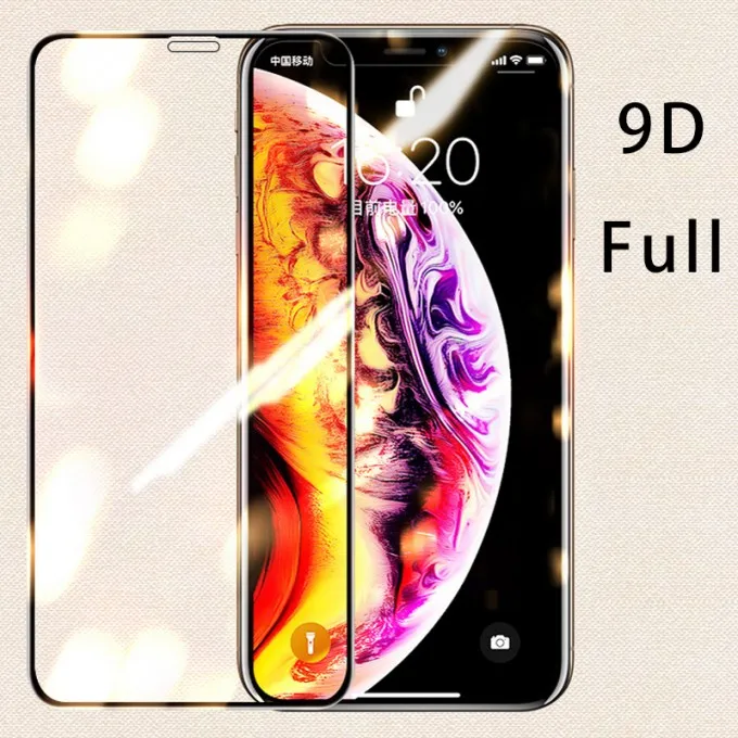

9D Tempered Glass For iPhone XS Max XR X XS Full Cover Screen Protector For iPhone 6 6S 7 8 Plus 11 Pro Max Front Film