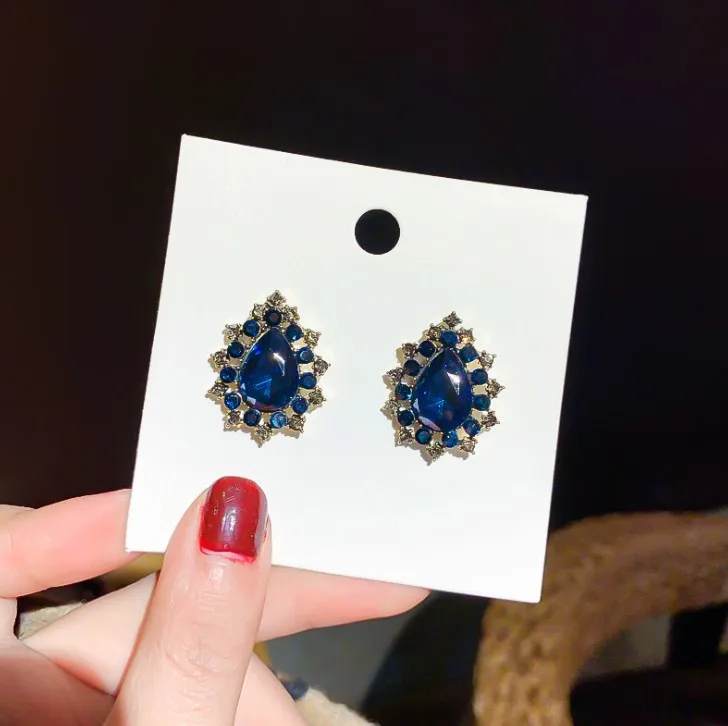 Новые корейские синие квадратные массивные серьги-гвоздики 2020 для женщин Модные