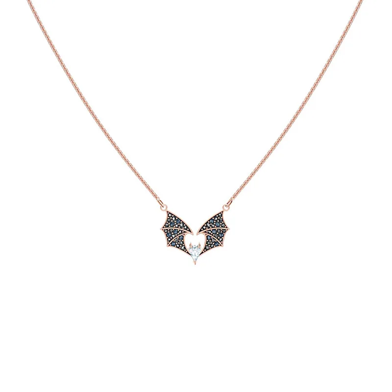 Silver Swa 1:1 Rose Gold Colour Black Bat Girl Necklace Friendship For Girlfriend Christmas Gift Jewellery Women Chain