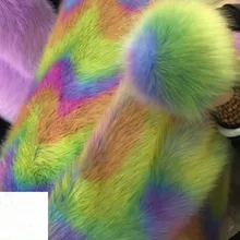 Цветной Лисий Радужный мех искусственный длинный мех енота шерстяная ткань домашний текстиль ткань для воротника Жилет сумка