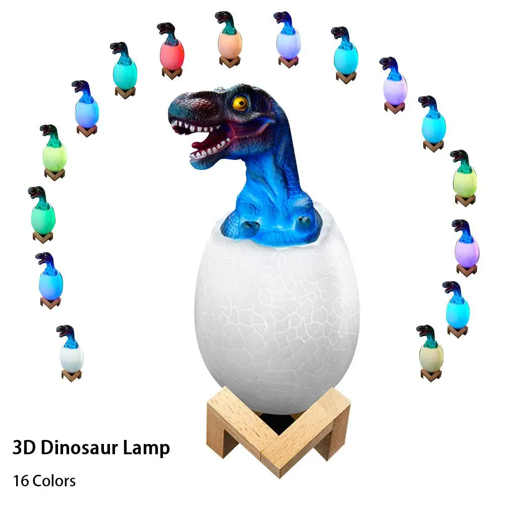 

Dinosaur Egg 3D Night Light Rechargeable Control Lamp 16 Colors Change Remote LED Light Gift Creative Smart Home Desk Lamp