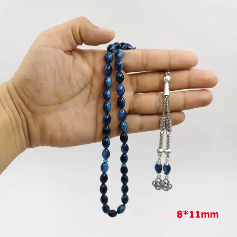 Синий браслет из смолы Tasbih 33 prayerbeads серебряная металлическая кисточка исламские арабские модные четки Kuwait дизайн Misbaha Четки