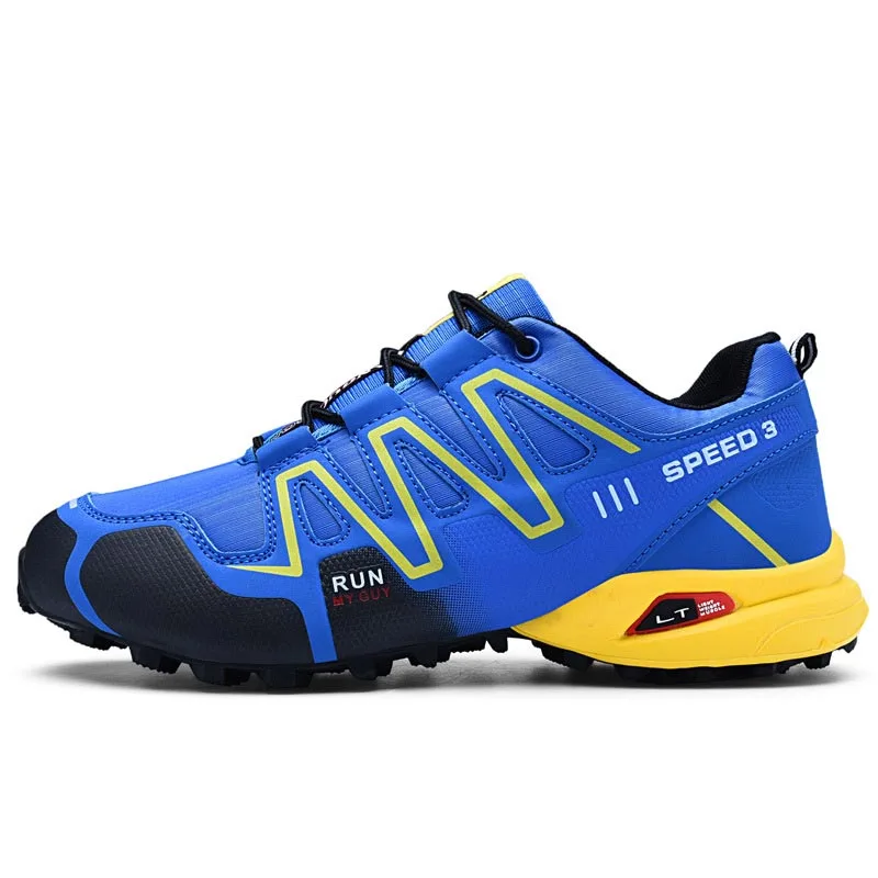 Jackshibo Men Breathable hiking shoes Outdoor Mountaineer Climbing Sneakers Non-slip Camping shoes for Men Tactical Shoes Men - Цвет: blue