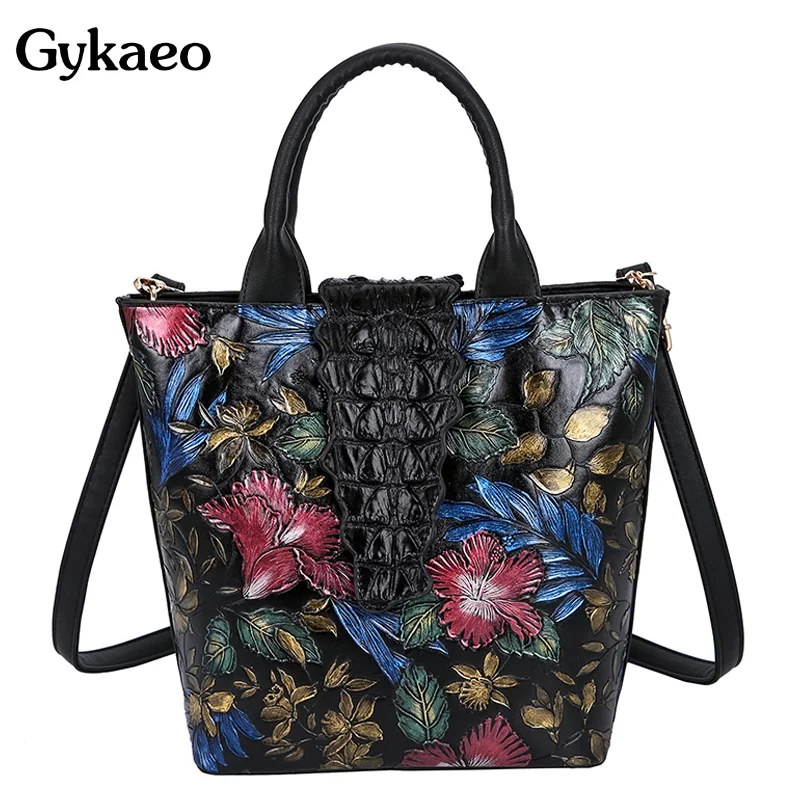 Gykaeo Роскошные сумочки женские сумки дизайнерская модная сумка-тоут с цветочным