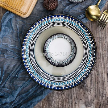 

New Creative Simple Tableware Ceramic Dishes and Dishes Household Tableware Combination Soup Bowl Noodle Bowl Eating Bowl Single