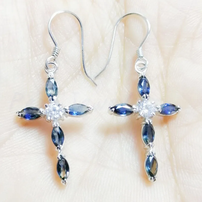 Серьги-капли с натуральным сапфиром или Рубином,, серебро 925 пробы, 0.25ct* 10 шт., драгоценный камень C14092925