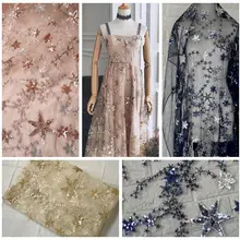 91 см* 130 см блестящая кружевная ткань блестящая Звезда тюль, сетчатый материал ткань для свадебного платья Одежда Аксессуары для штор