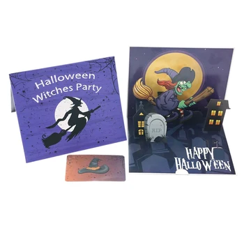 

Flying Evil Witch 3D Popup Halloween Card With Envelope,