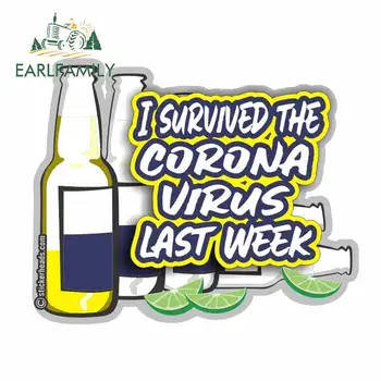 

EARLFAMILY 13cm x 10.7cm for I Survivied The Corona DIY Motorcycle Stickers Vinyl Car Wrap Personality Creative Decal for Camper