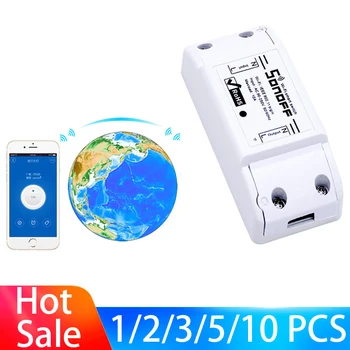 

1-10 PCS Itead Sonoff Basic R2 Wifi DIY Smart Wireless Remote Switch Domotica Light Controller Module Work With Alexa eWeLink